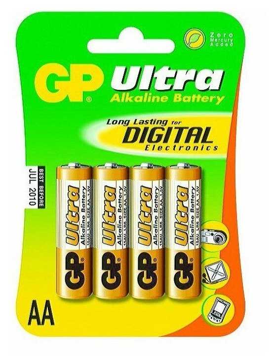 Батарейка AA щелочная GP Ultra Alkaline LR6 в блистере