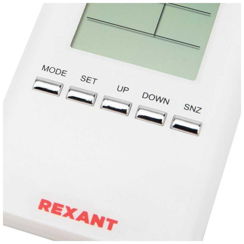 Метеостанция домашняя комнатно-уличная REXANT термометр датчик влажности будильник фотография 3