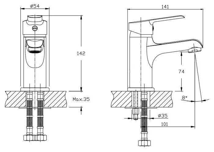 Смеситель для раковины (умывальника) RUSH Victoria VI7135-11, рычажный фотография 1
