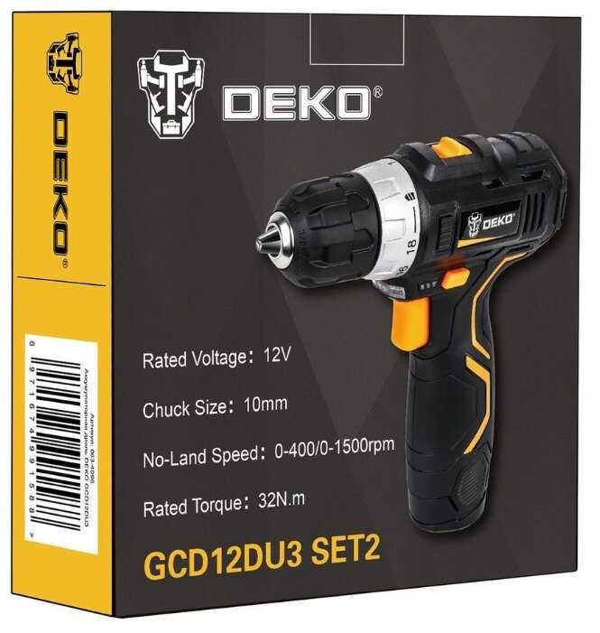 Аккумуляторная дрель-шуруповерт DEKO GCD12DU3 SET2 063-4146 фотография 2