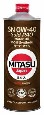 Синтетическое моторное масло Mitasu MJ-104 Gold PAO SN 0W-40
