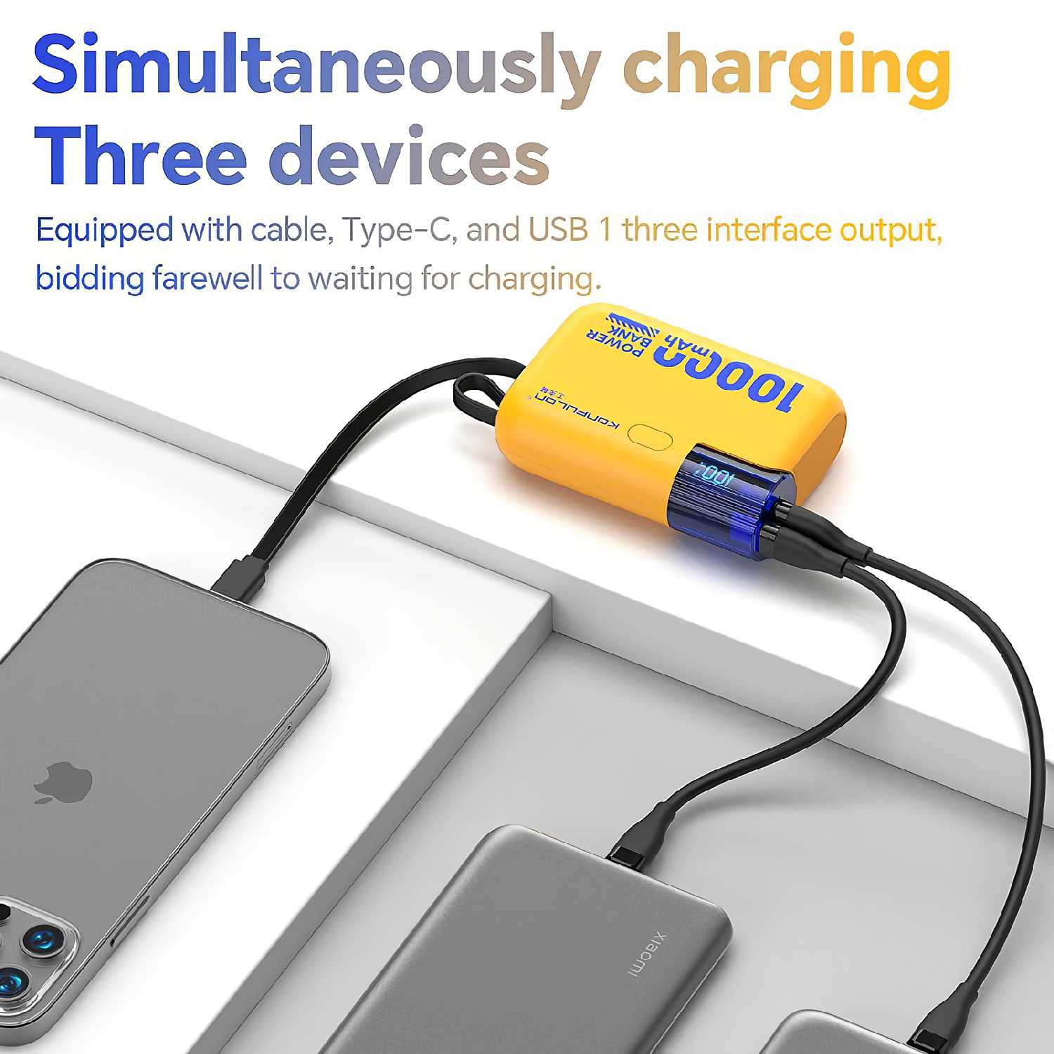 Power Bank Konfulon 20 000 mAh (4 кабеля) фотография 23