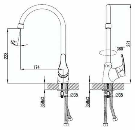 Смеситель для кухни (мойки) Zenta Fine Z1407_R, рычажный фотография 1