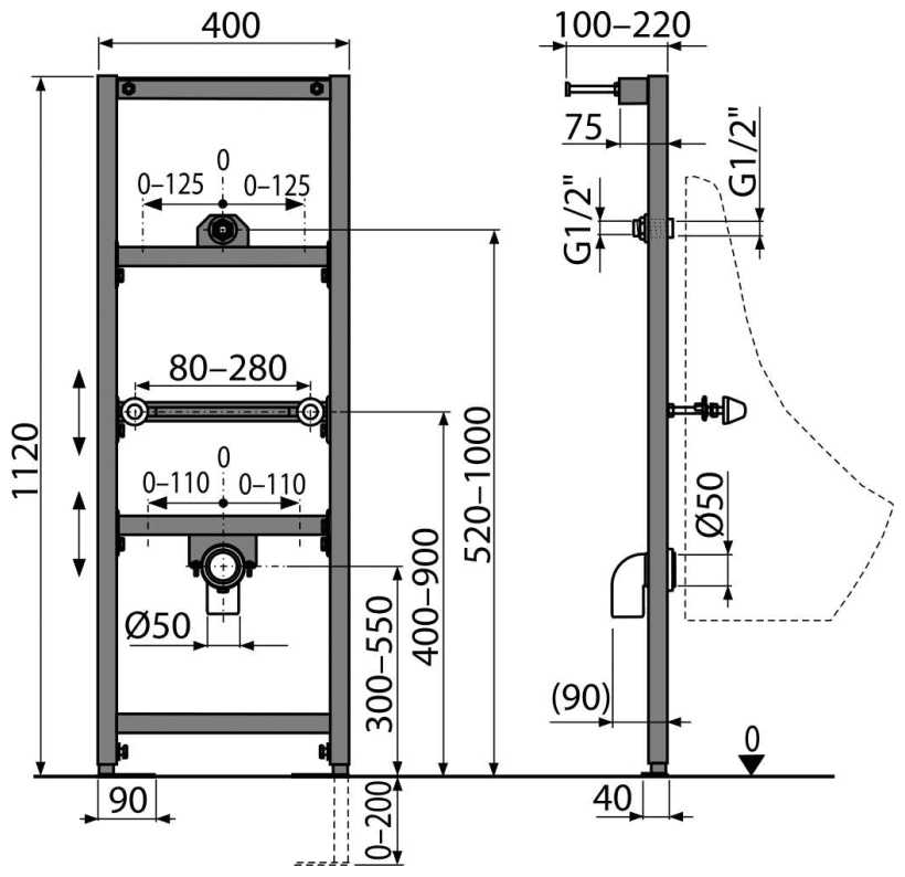 Рамная инсталляция Alcadrain A107/1120 фотография 11