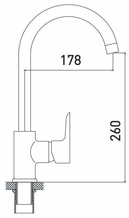 Смеситель для кухни (мойки) GROSS AQUA Space 3118288С-В02, рычажный фотография 1