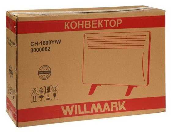 Обогреватель WILLMARK CH-1000Y/W, конвекторный, настенный/напольный, 1000 Вт, 20 м² фотография 1