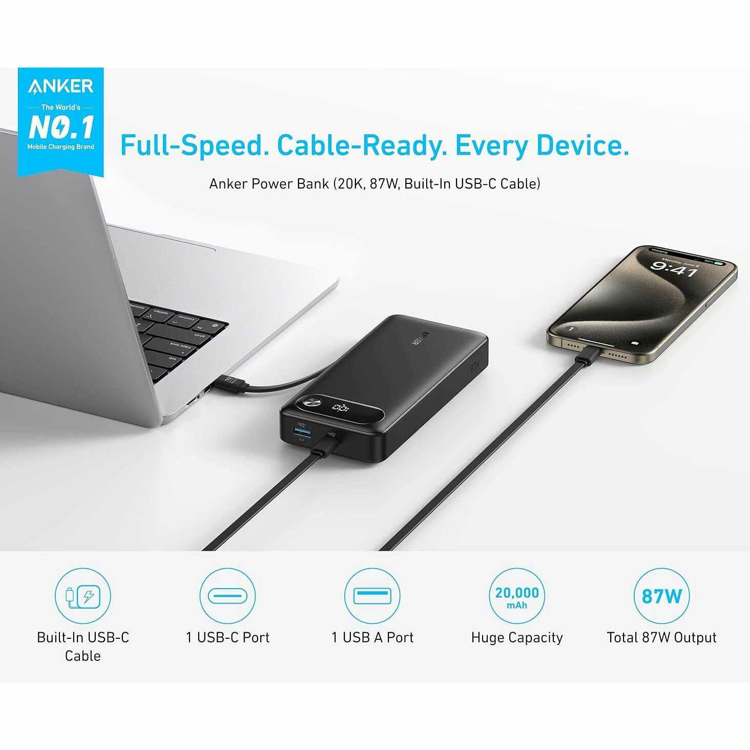 Дополнительный аккумулятор ANKER A1383 20000 mAh 87W (A1383621) фотография 9