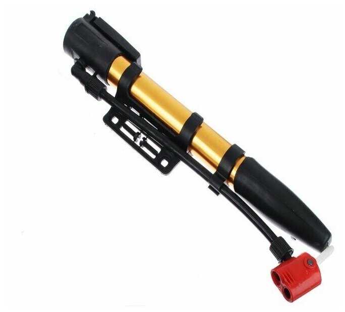 SILAPRO Насос велосипедный (шредер, преста) , 32,5 2,7см, пластик, металл, цвет красный фотография 3