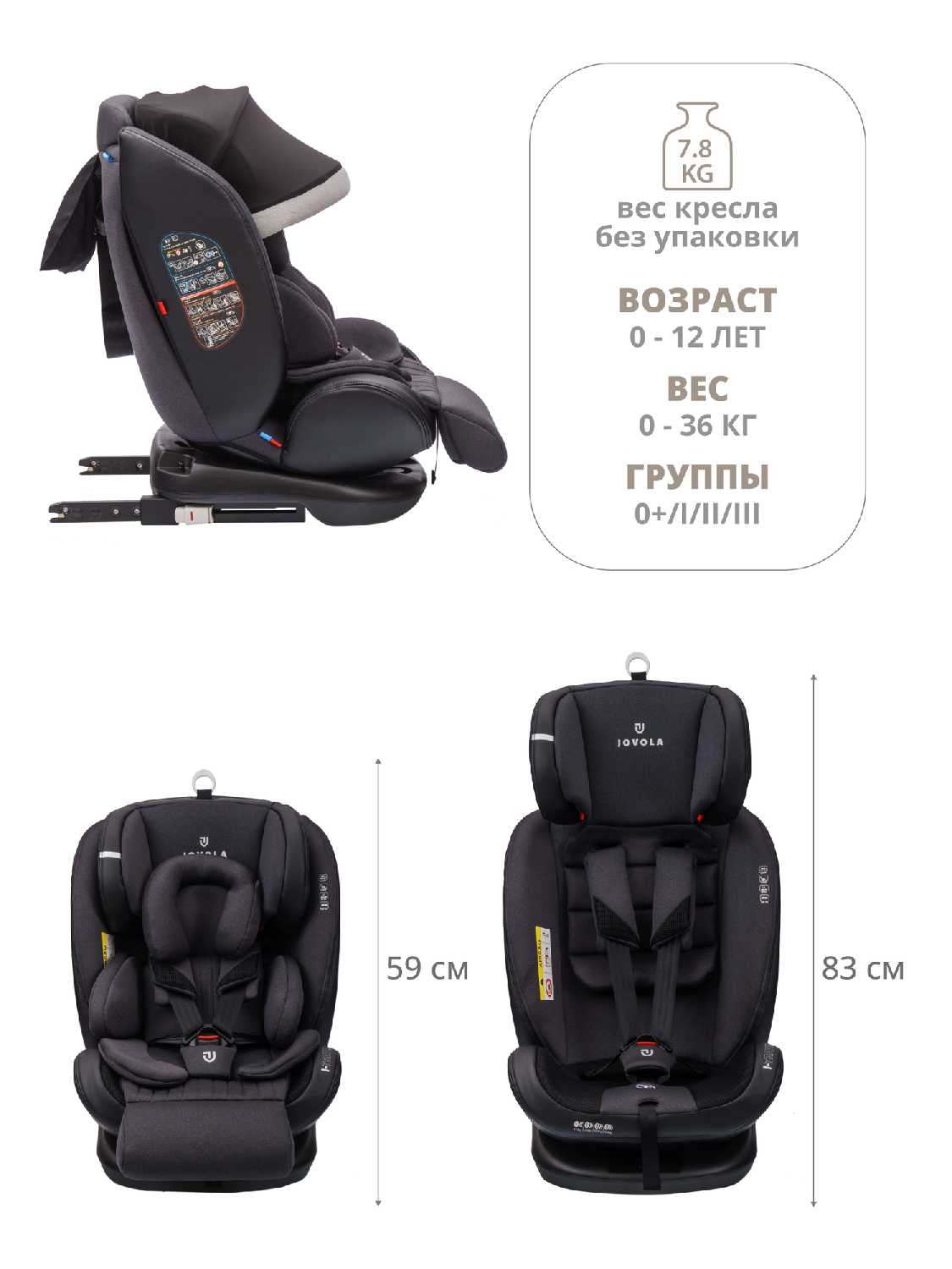 Автокресло Jovola I-Travel Isofix (0-36 кг) фотография 3