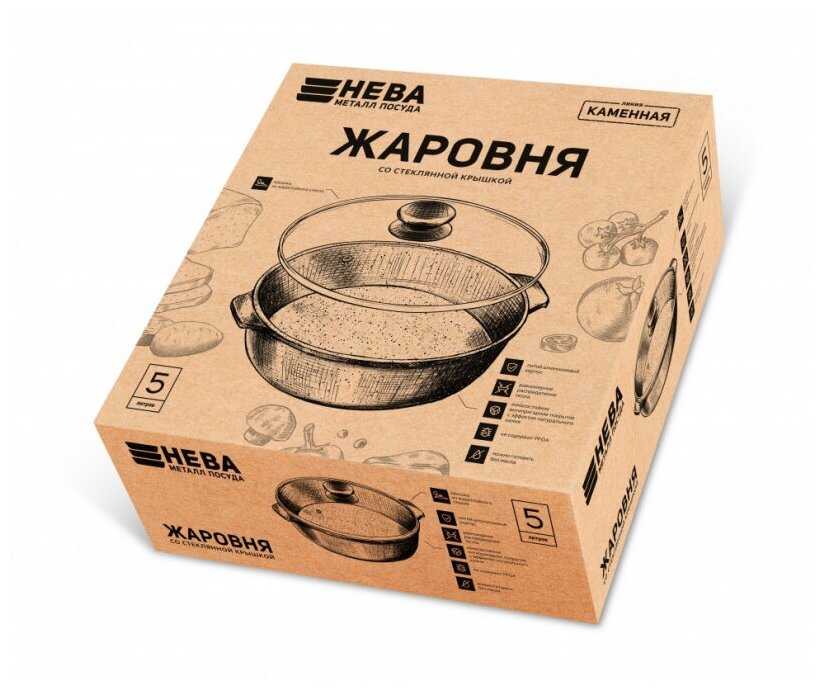 Сковорода-жаровня НЕВА МЕТАЛЛ ПОСУДА Индукция Гранит (L186540i) фотография 18