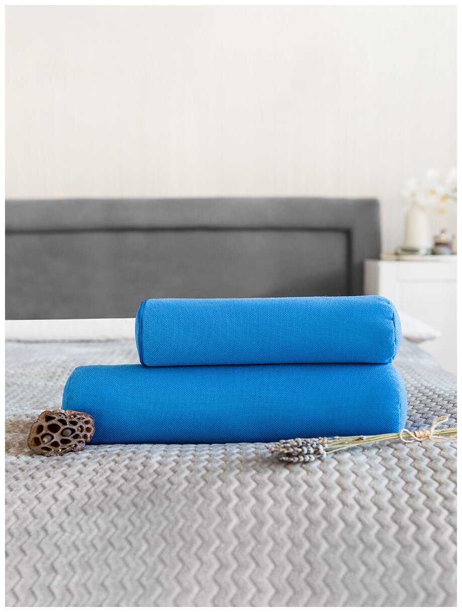 Набор подушек для йоги BIO-TEXTILES валики валик 40*10, валик детский 30*7 Рогожка, васильковый с лузгой гречихи фотография 3