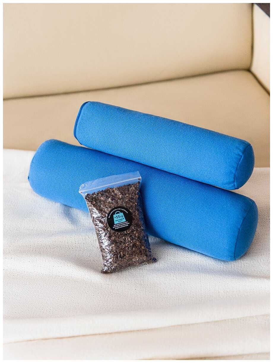 Набор подушек для йоги BIO-TEXTILES валики валик 40*10, валик детский 30*7 Рогожка, васильковый с лузгой гречихи фотография 4