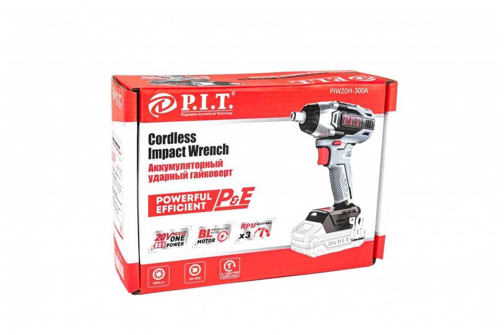Аккумуляторный ударный гайковерт P.I.T. PIW20H-300A SOLO (без АКБ и ЗУ) фотография 2