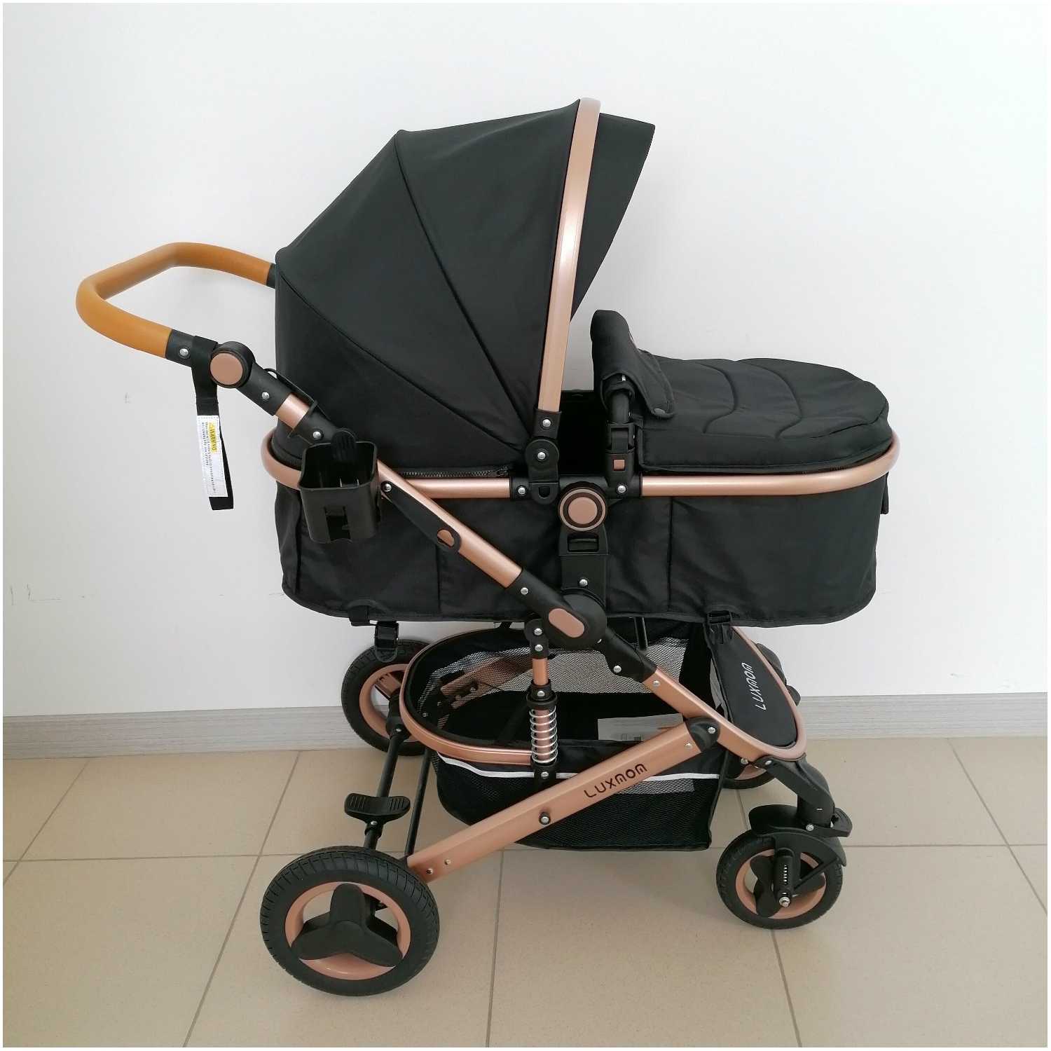 Детская Коляска 3в1 LUXMOM 530W, коляска для новорожденных, цвет черный, коляска-трансформер фотография 2