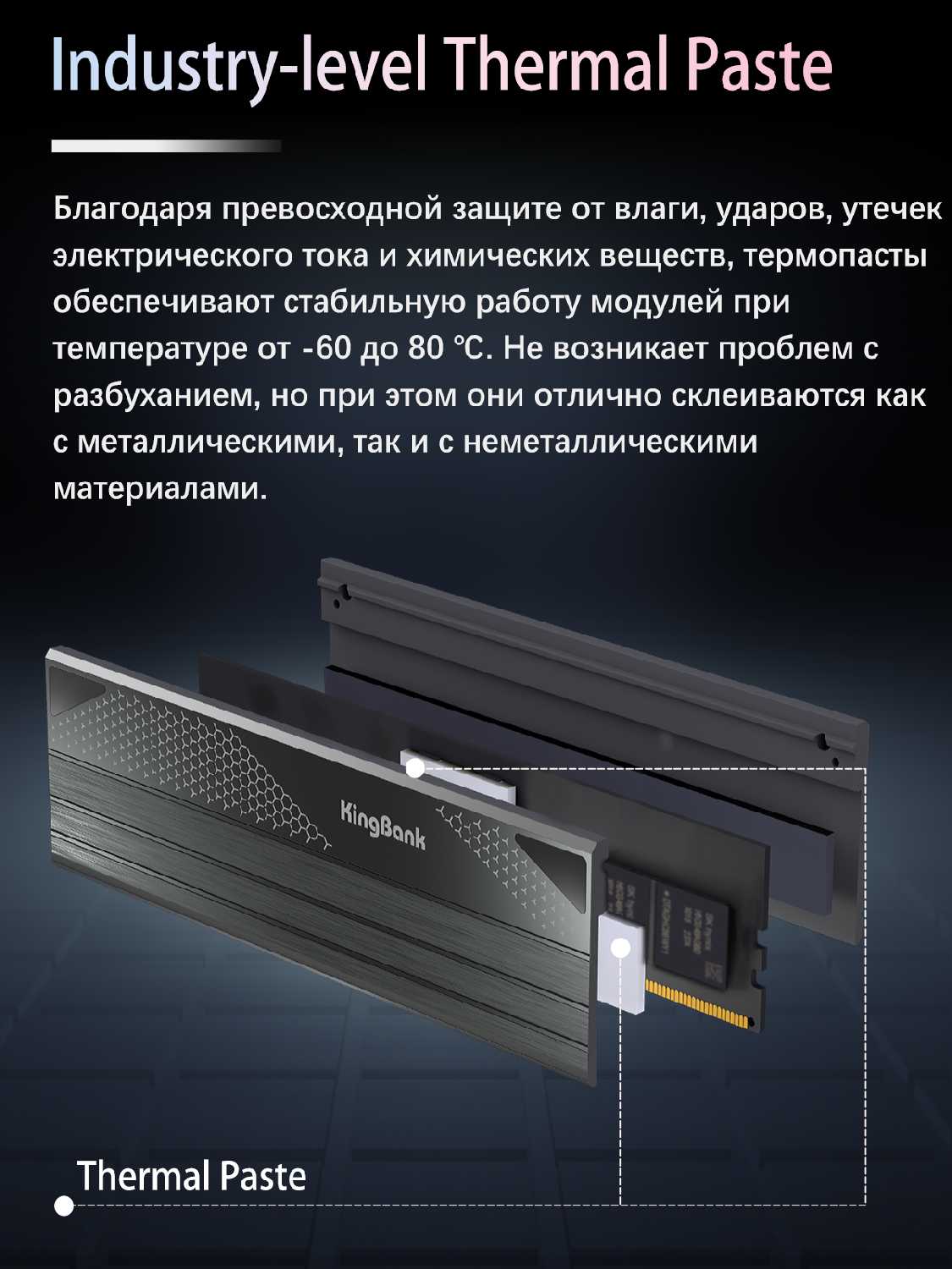 Модуль памяти Kingbank DDR5 6800MHz 224GB 48GB UDIMM New Heatsink (Hynix M-Die) фотография 8