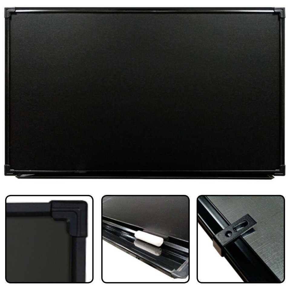 Доска магнитно-меловая 50х60 BoardSYS, черная с полочкой фотография 1