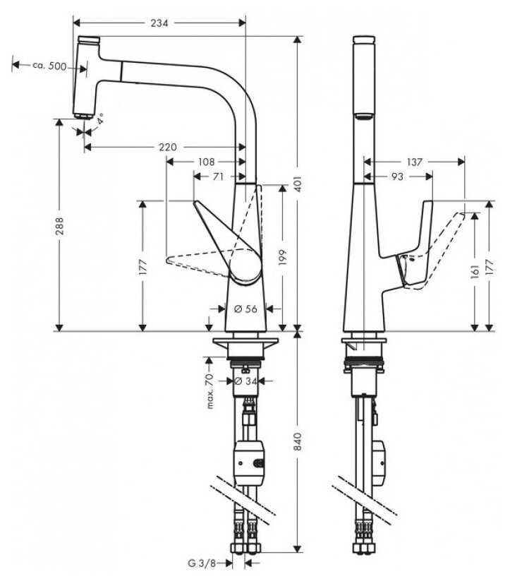 Смеситель для кухни (мойки) hansgrohe Talis Select S 72821000, нажимной фотография 8