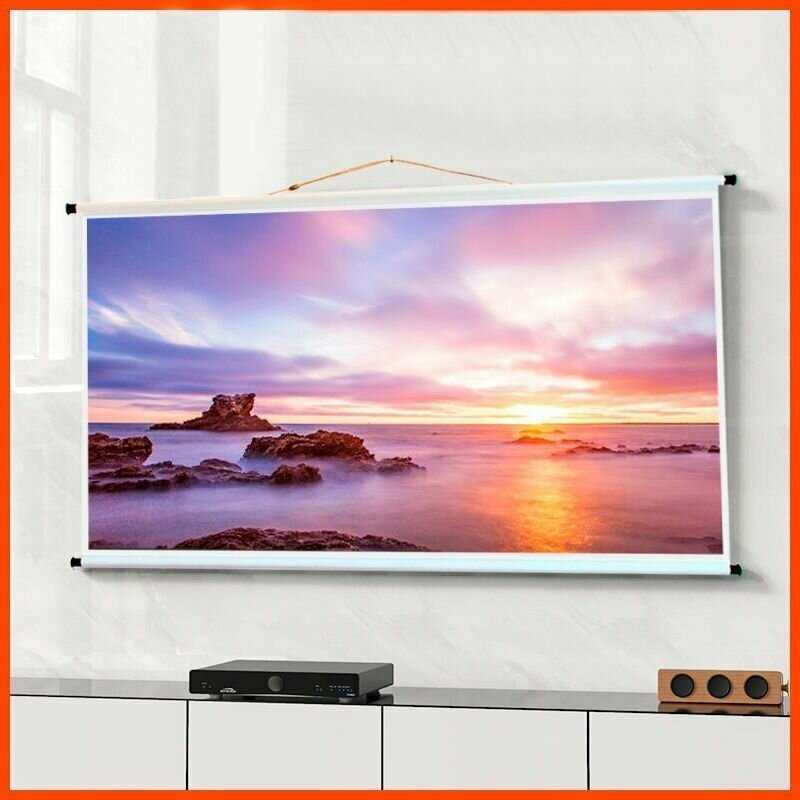 Экран для проектора Лама 120x90 см, формат 4:3, настенно-потолочный, ручной, цвет белый, 60 дюймов фотография 4