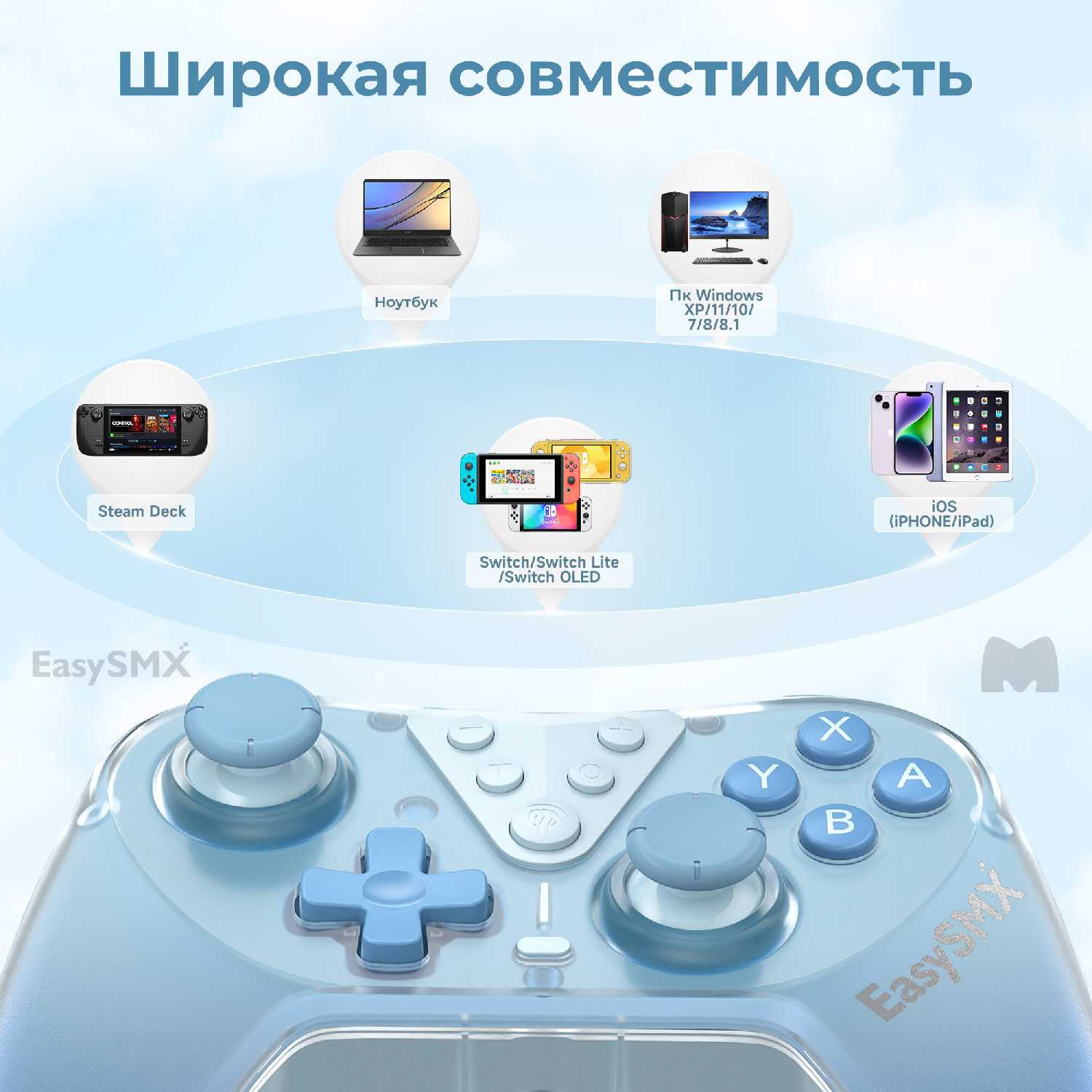 Беспроводной геймпад EasySMX T39Pro Bluetooth с датчиками Холла и NFC (VG-G004) фотография 1