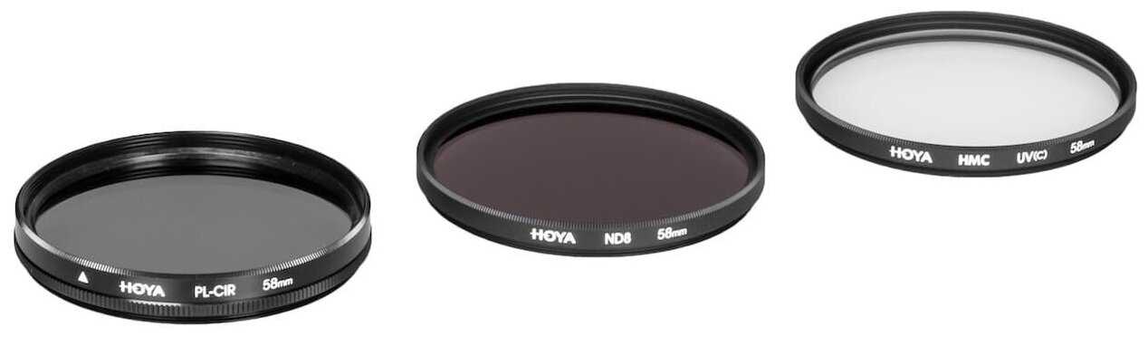 Комплект светофильтров Hoya DIgital filter kit: UV (C) HMC Multi, PL-CIR, NDX8 (40.5mm) фотография 3