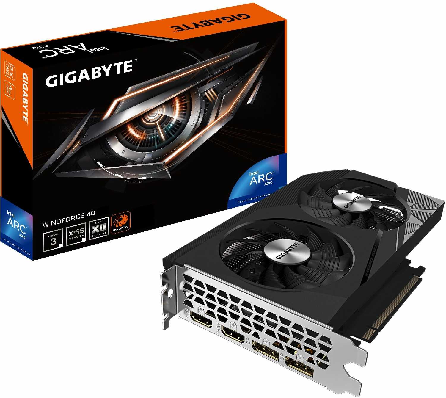 Видеокарта GIGABYTE Arc A310 WINDFORCE 4GB (GV-IA310WF2-4GD) фотография 1