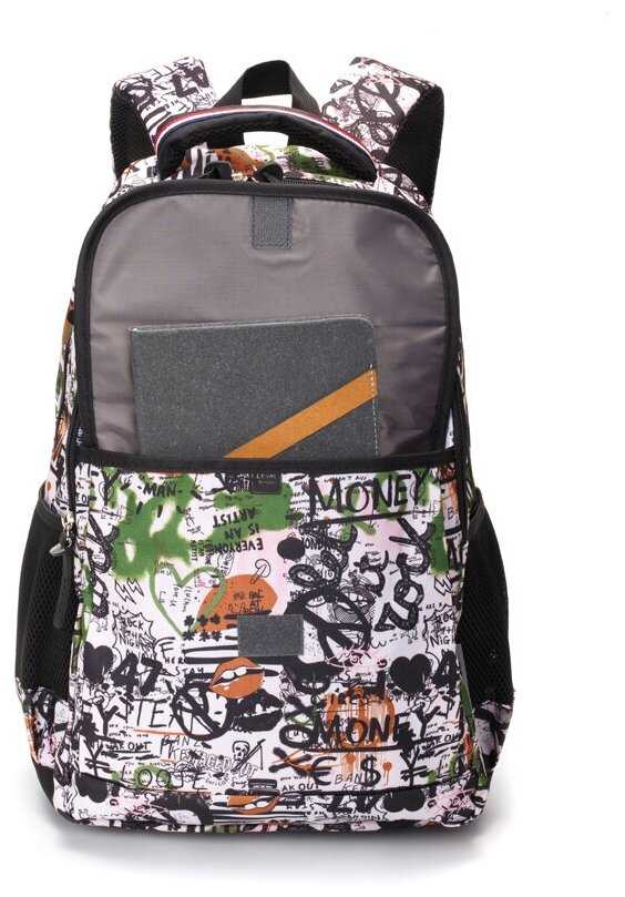 Рюкзак TORBER CLASS X, черно-белый с рисунком, полиэстер, 45 x 30 x 18 см TORBER MR-T2743-WHI-BLK фотография 2