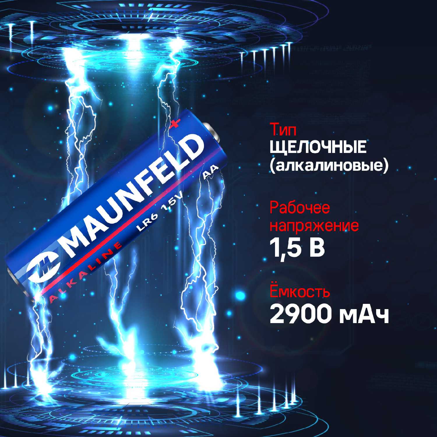 Батарейки MAUNFELD PRO Long Life Alkaline AA (MBLR6-BL4) фотография 1