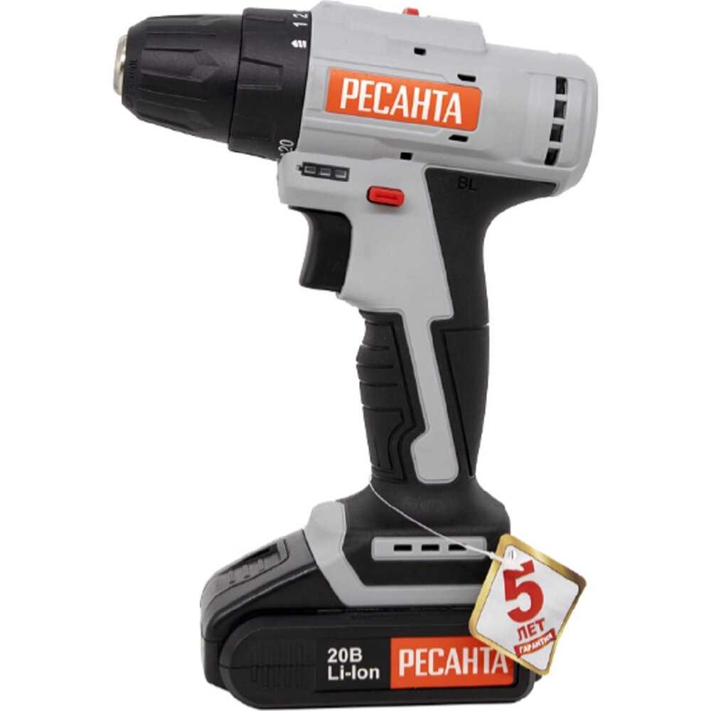 Аккумуляторная дрель-шуруповерт РЕСАНТА ДА-18-2ЛК [75/14/5]
