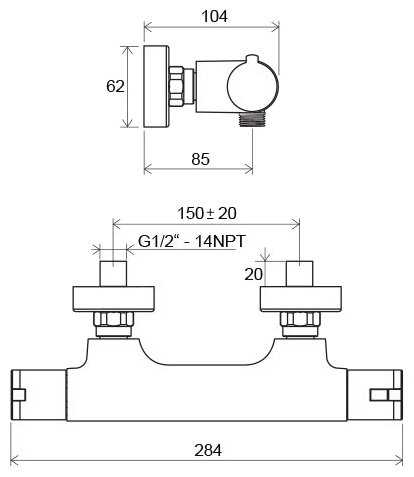 Смеситель для душа RAVAK Termo TE 032.00/150, нажимной фотография 2