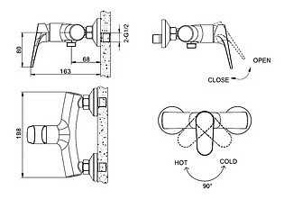Смеситель для душа Bravat Eler F9191238CP-01, рычажный фотография 1
