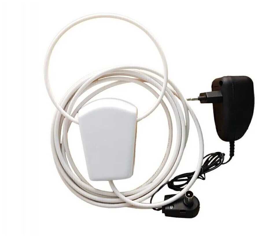 Антенна комнатная активная для цифрового тв Волжанка блоком 12В 3м с присоской