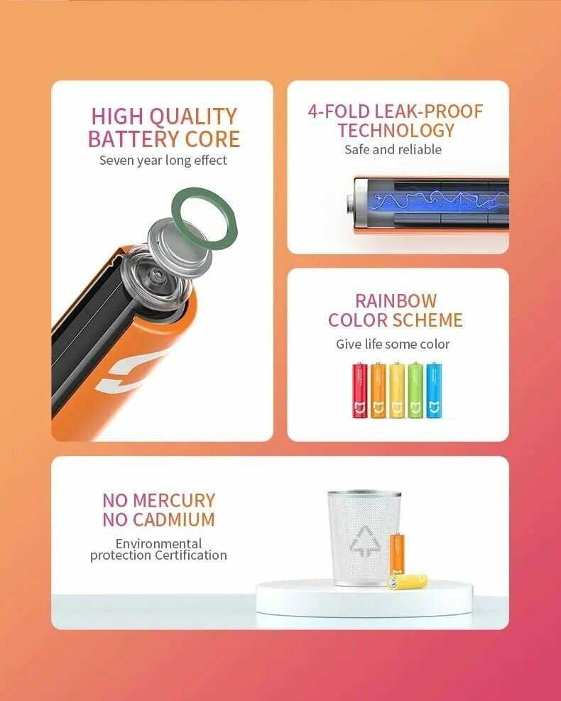 Батарейки Mijia Rainbow No.7 AAA batteries (40 шт) фотография 3
