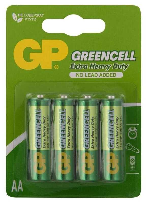 Батарейка GP Greencell AA (R06) 15S солевая, BL4, набор 4шт., 267815
