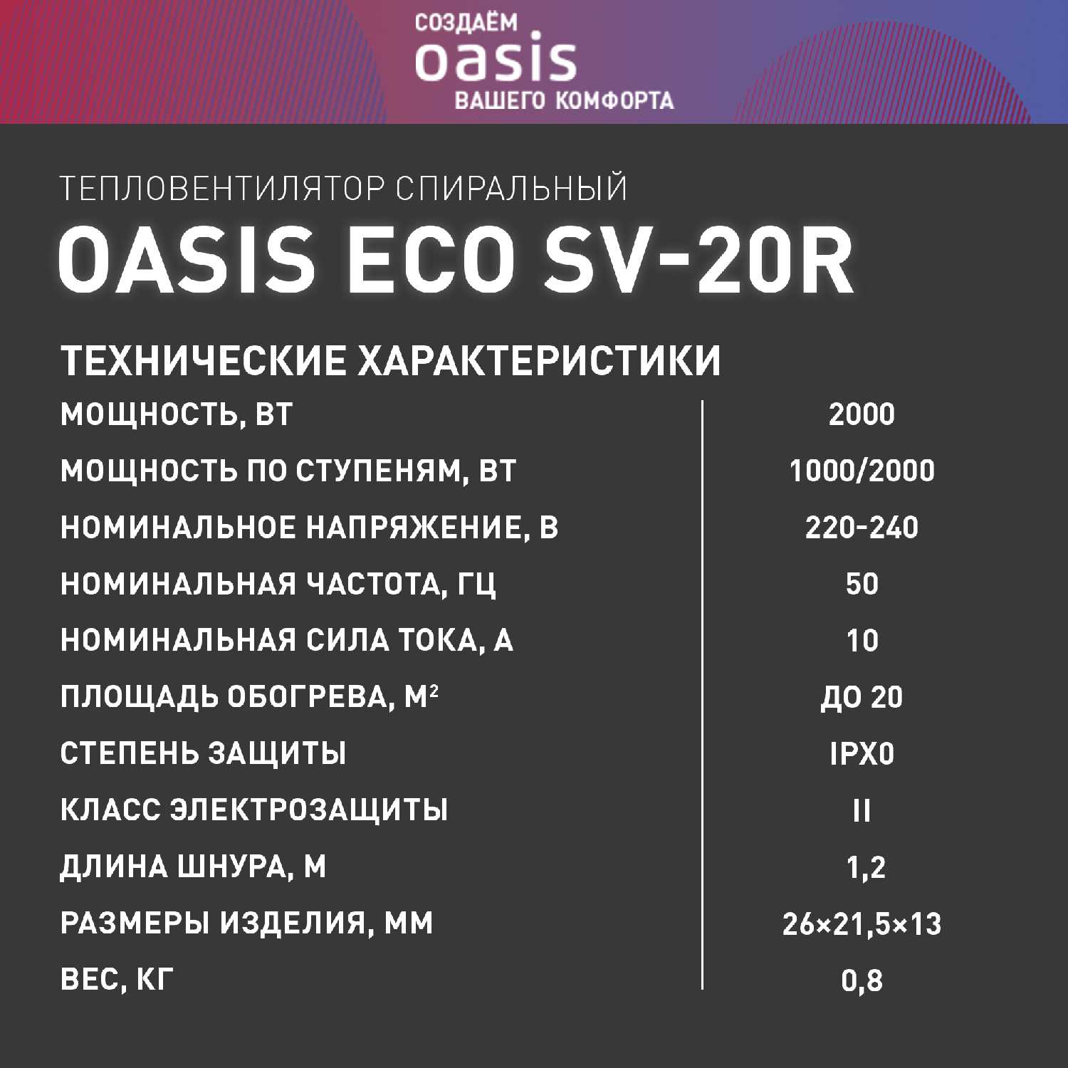 Тепловентилятор Oasis SV-20R фотография 5