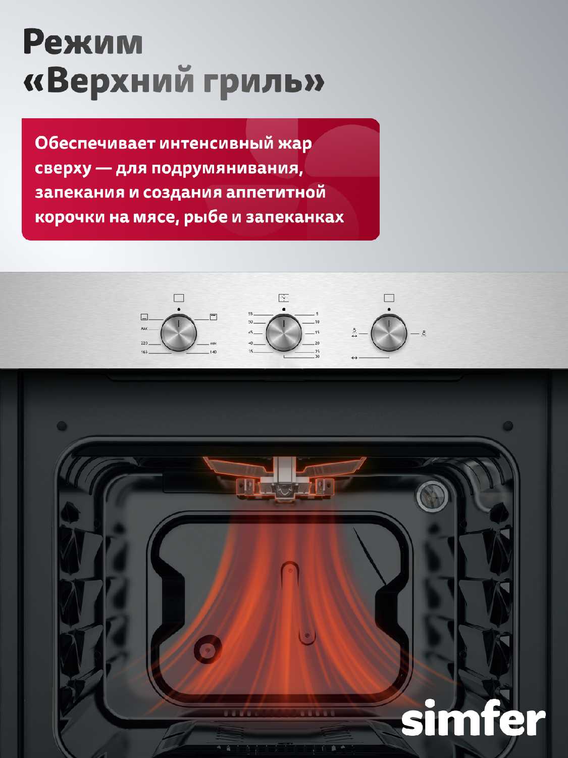 Духовой шкаф встраиваемый Simfer 60см газовый [60л, газ-контроль, гриль, автоподжиг, вертел, таймер] фотография 2