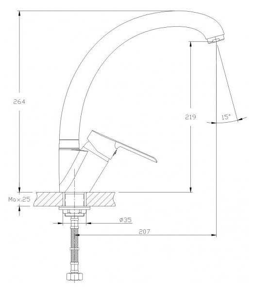 Смеситель для кухни (мойки) RUSH Victoria VI7135-22, рычажный фотография 1