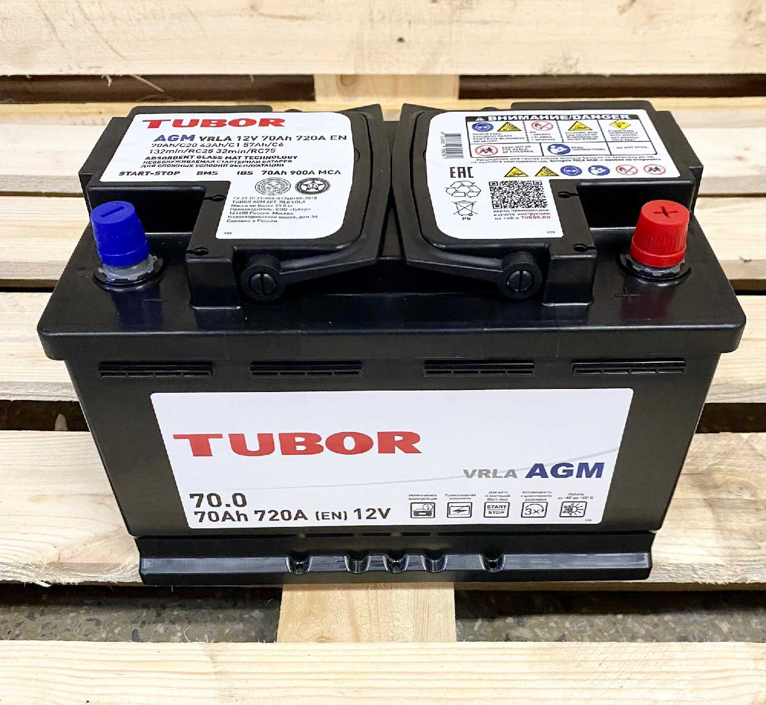 Аккумулятор автомобильный AGM 70Ah (TUBOR) фотография 2
