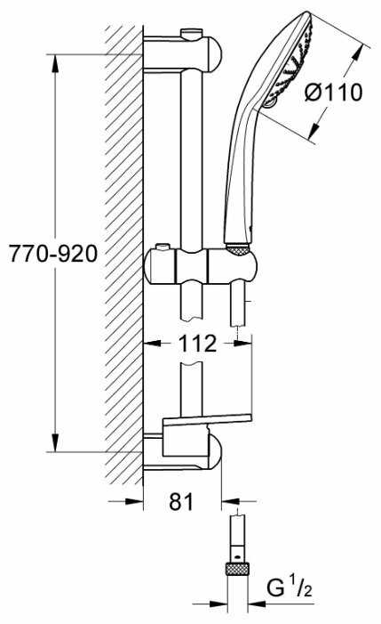 Душевой гарнитур Grohe Euphoria 110 Massage 27226001, хром фотография 1