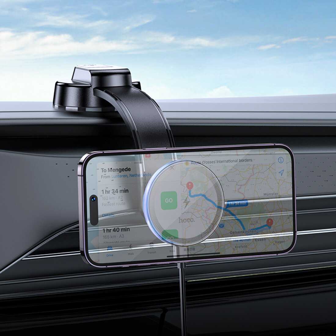 Держатель автомобильный на торпеду HOCO HW25 [магнитный с беспроводной зарядкой] фотография 7