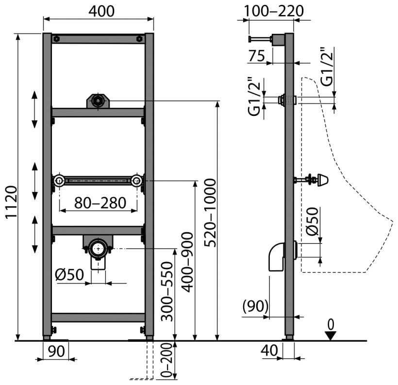 Рамная инсталляция Alcadrain A107/1120 фотография 5