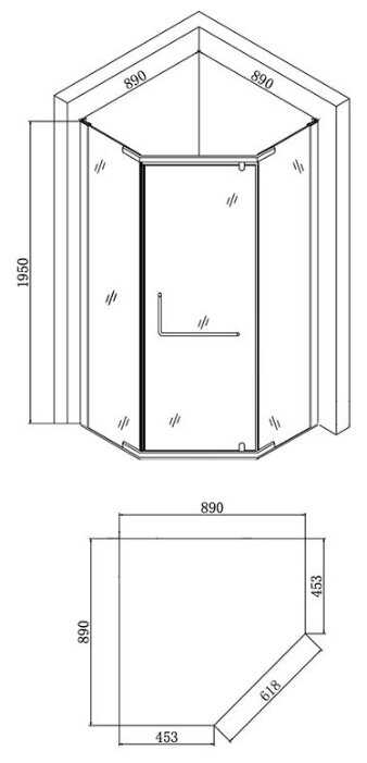 Душевой уголок Agger A03-090MCR/G 90см*90см фотография 1