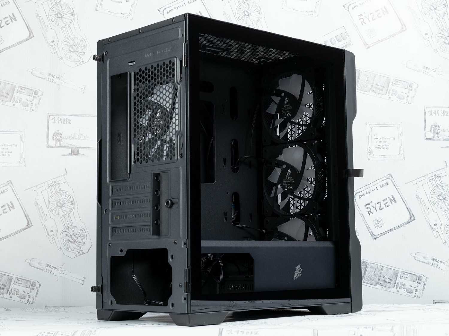 Корпус 1STPLAYER TRILOBITE T3 mATX, TG / 4x 120mm LED fans (T3-BK-4F1) фотография 14