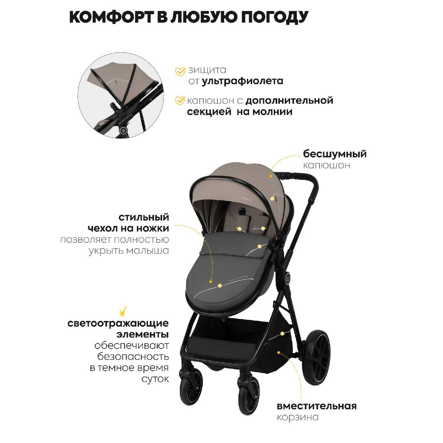 Коляска трансформер для новорожденных 2 в 1 Jovola Folk фотография 33