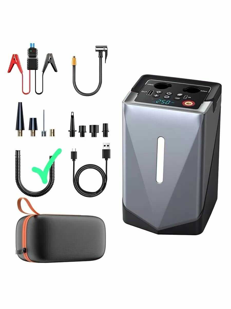 Портативное Портативное пусковое устройство Jump starter с компрессором 4в1 фотография 12