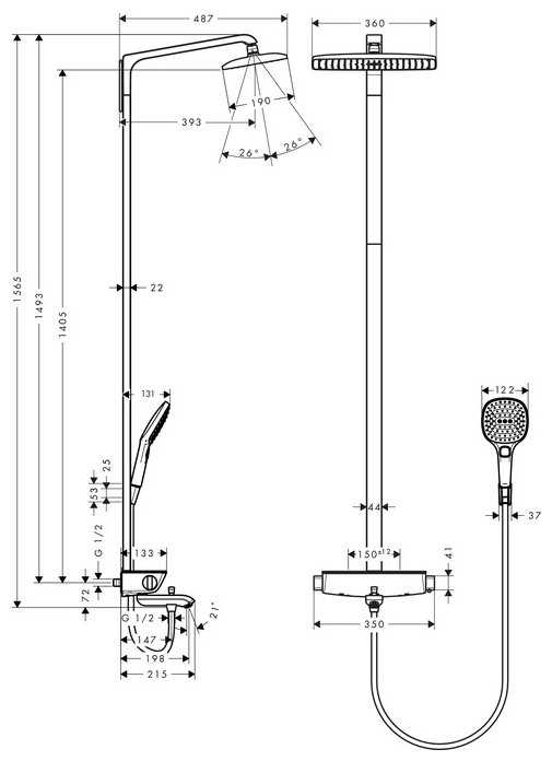 Душевая стойка hansgrohe Raindance Select E 360 Showerpipe 27113000, хром фотография 1