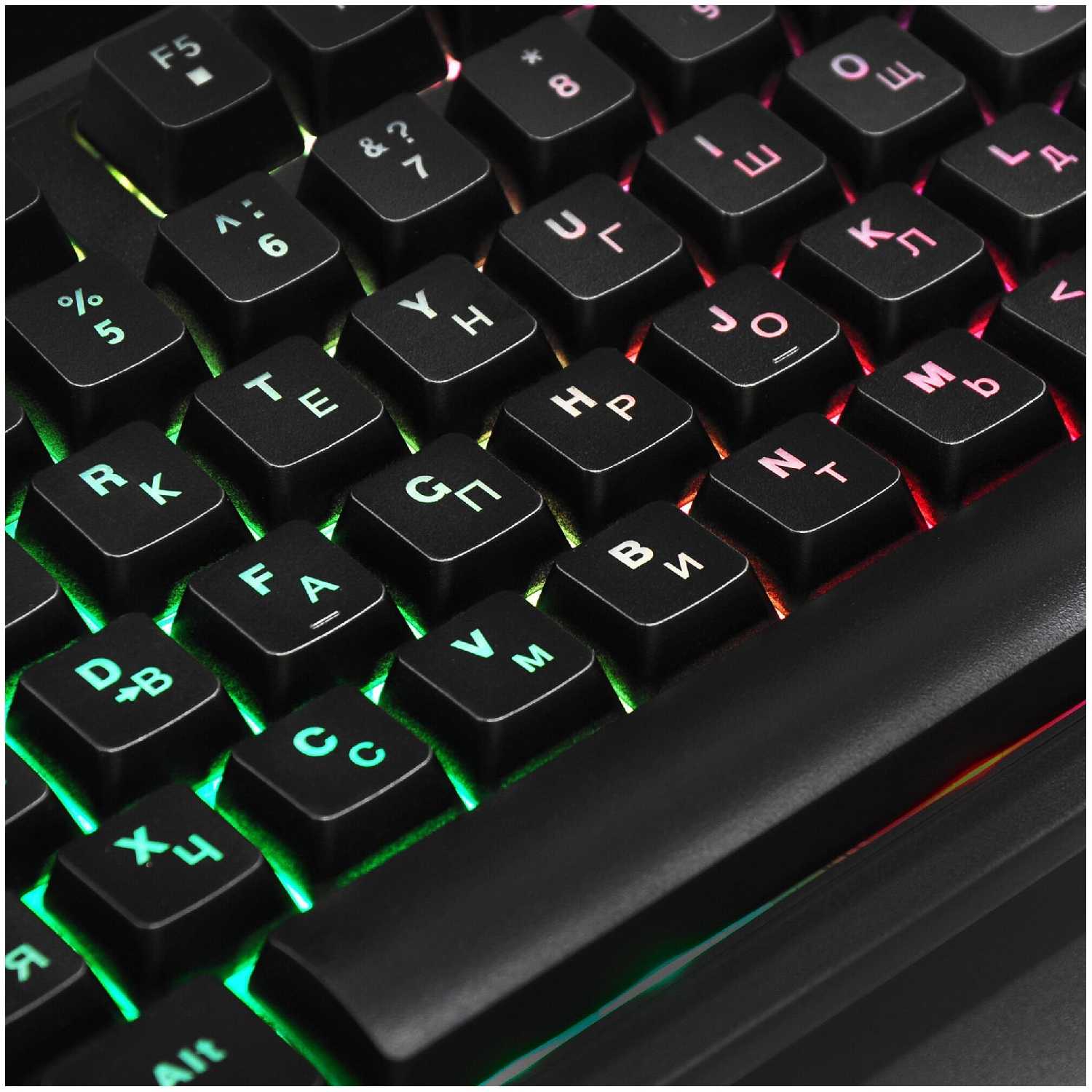 Клавиатура с подсветкой для компьюетра, клавиатура проводная мембранная RGB, оклик фотография 1