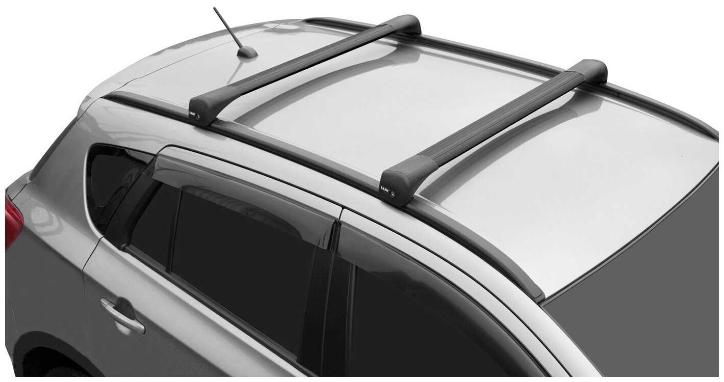 Багажник на Hyundai Santa Fe 4 (2018-2021) на интегрированные рейлинги, Lux Bridge, черные дуги фотография 2