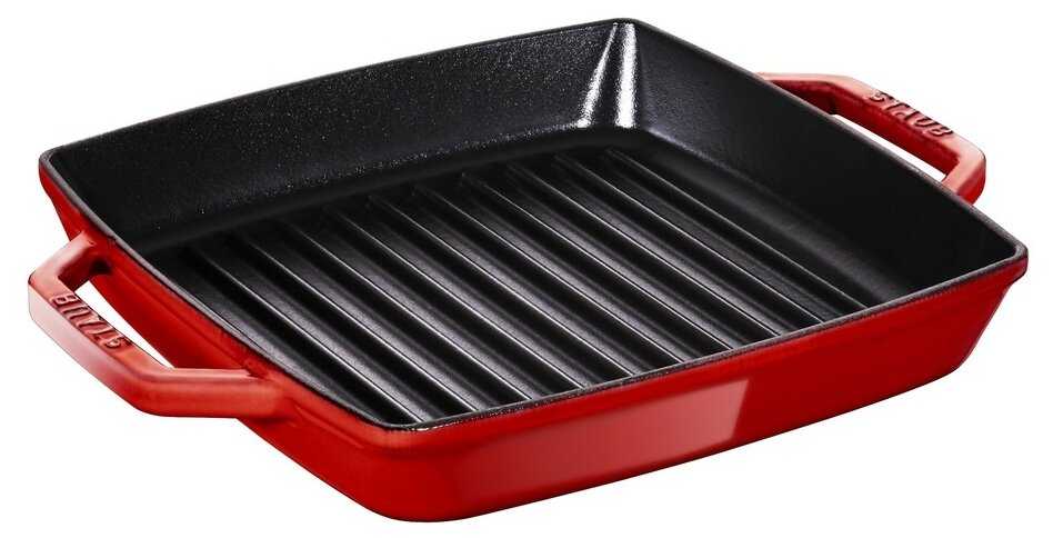 Сковорода-гриль, 23х23 см, с 2 ручками, вишневая Staub