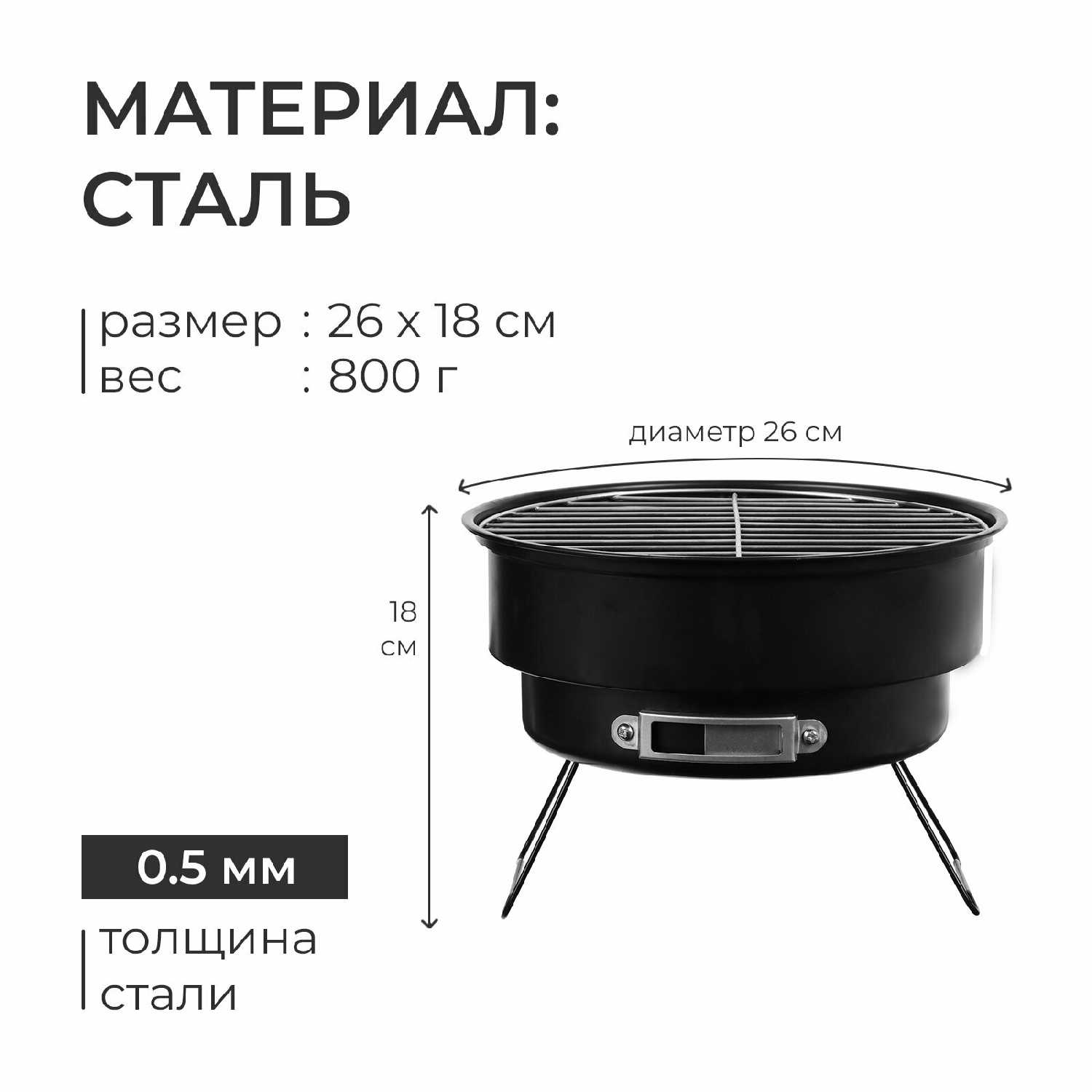 Мангал-барбекю Maclay Мангал-барбекю (26 х 18 см) фотография 3