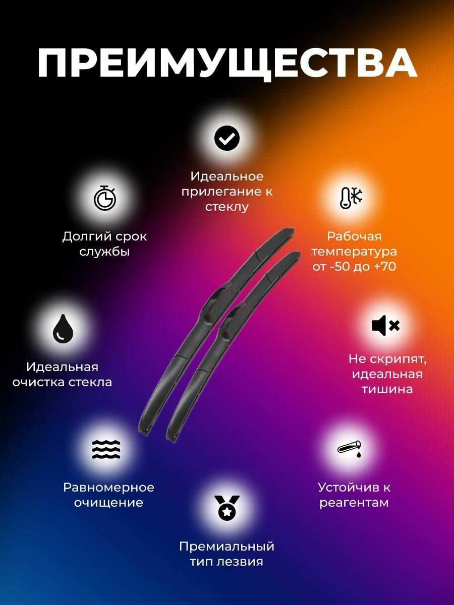 Щетки стеклоочистителя гибридные Дворники (550 400 мм) фотография 2